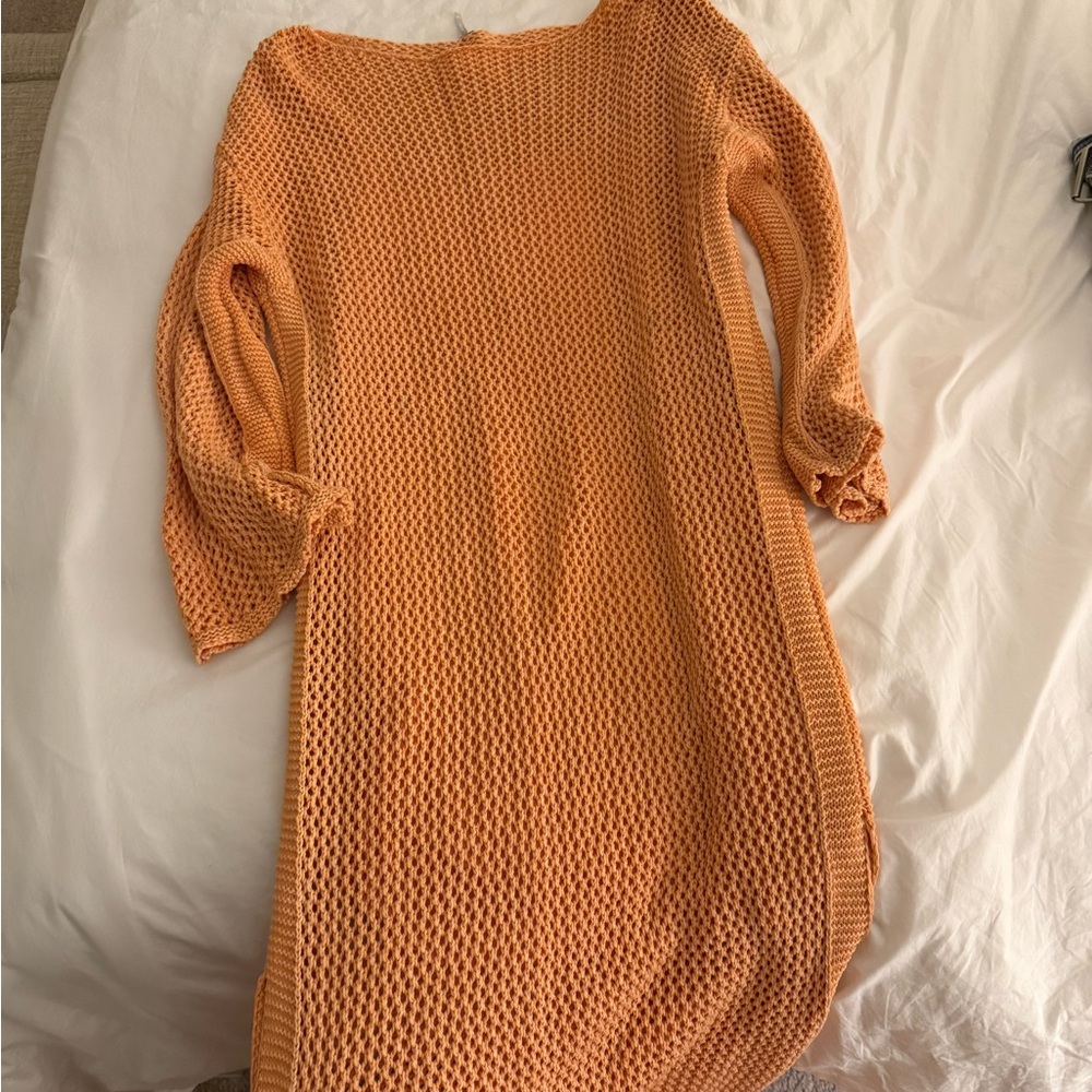 YFB Orange Crochet Maxi Dress and Slip